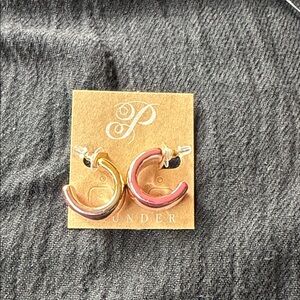 ‼️NWT Plunder Gold and Pink Crescent Earrings